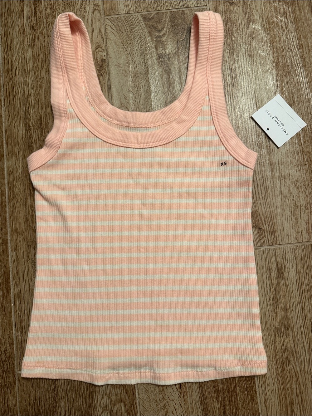 Pink and White Ribbed Tank